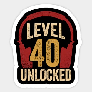 Level 40 Unlocked Video Gaming Gamer Birthday Gift Sticker